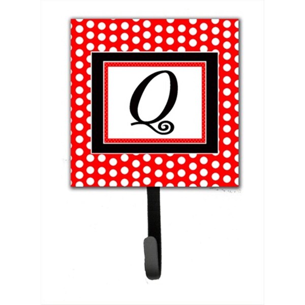 Carolines Treasures Letter Q Initial Monogram - Red Black Polka Dots Leash Holder Or Key Hook CJ1012-QSH4 - main